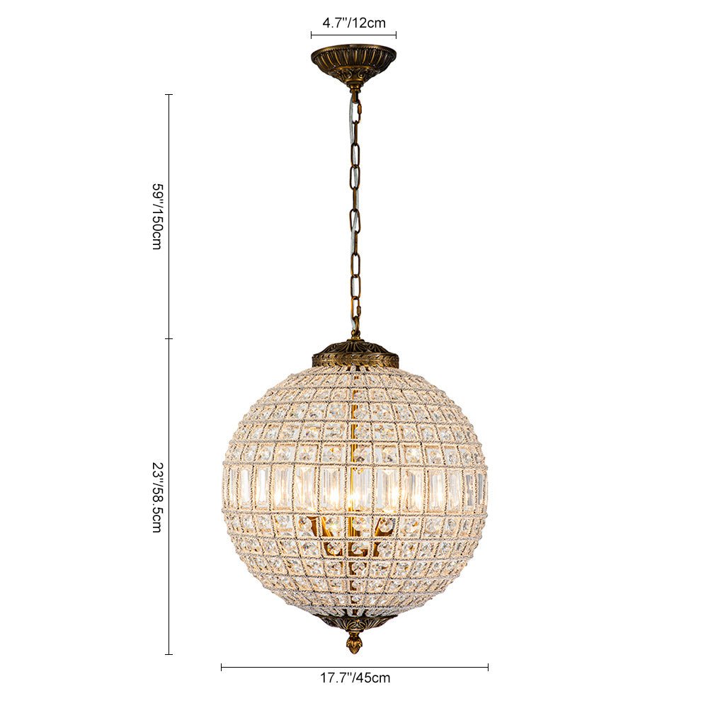 Crystavelle Regency-Messing-Kristallkugel-Kronleuchter