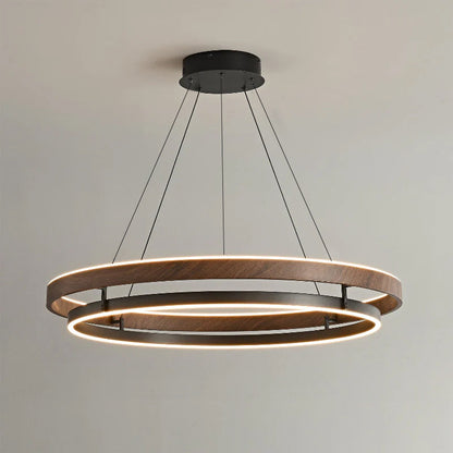 Doppelring-Walnuss-LED-Kronleuchter