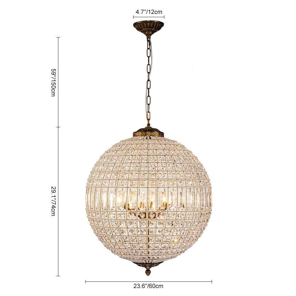 Crystavelle Regency-Messing-Kristallkugel-Kronleuchter