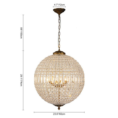 Crystavelle Regency-Messing-Kristallkugel-Kronleuchter