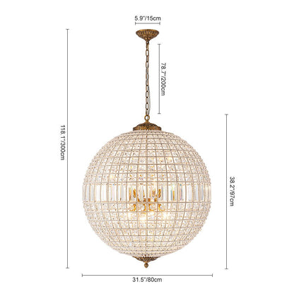 Crystavelle Regency-Messing-Kristallkugel-Kronleuchter