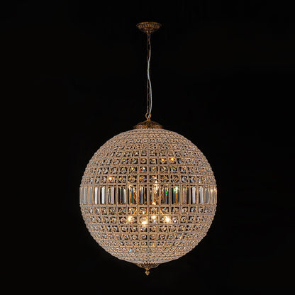 Crystavelle Regency-Messing-Kristallkugel-Kronleuchter