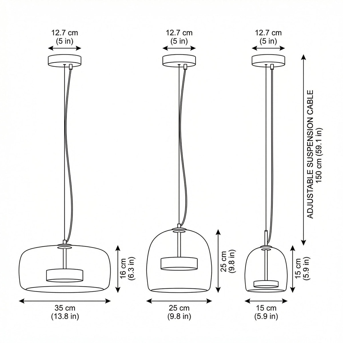 Pendelleuchte mit getöntem Glasschirm in Trommelform