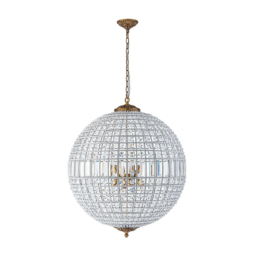 Crystavelle Regency-Messing-Kristallkugel-Kronleuchter