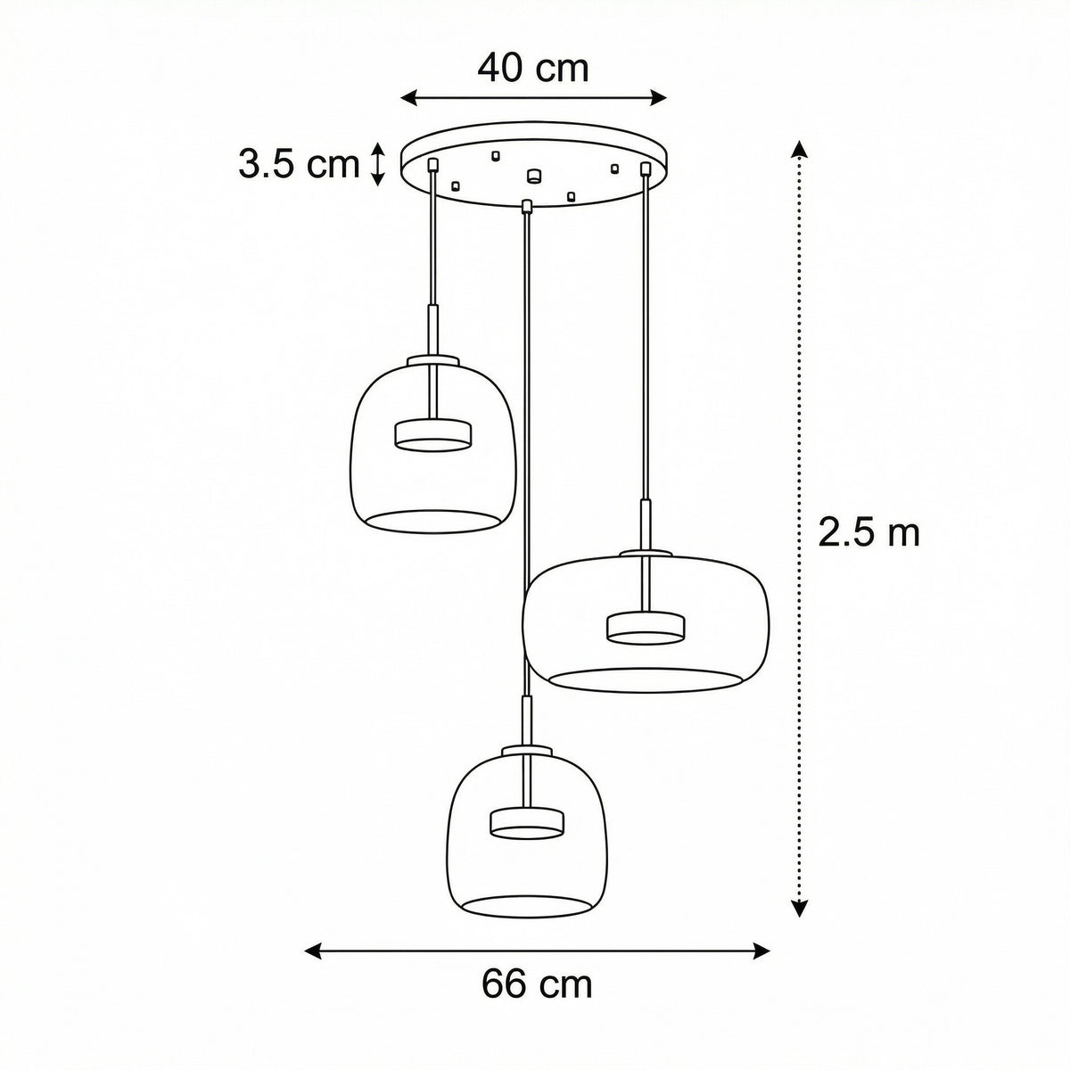 Pendelleuchte mit getöntem Glasschirm in Trommelform