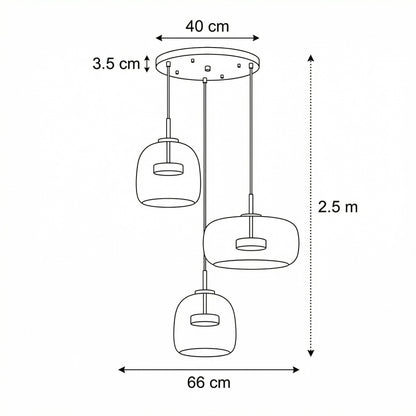 Pendelleuchte mit getöntem Glasschirm in Trommelform