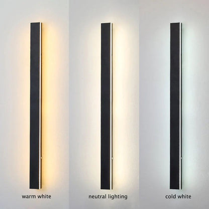 Veldrin minimalistisches, schlankes schwarzes Außen-Wandlicht aus Metall