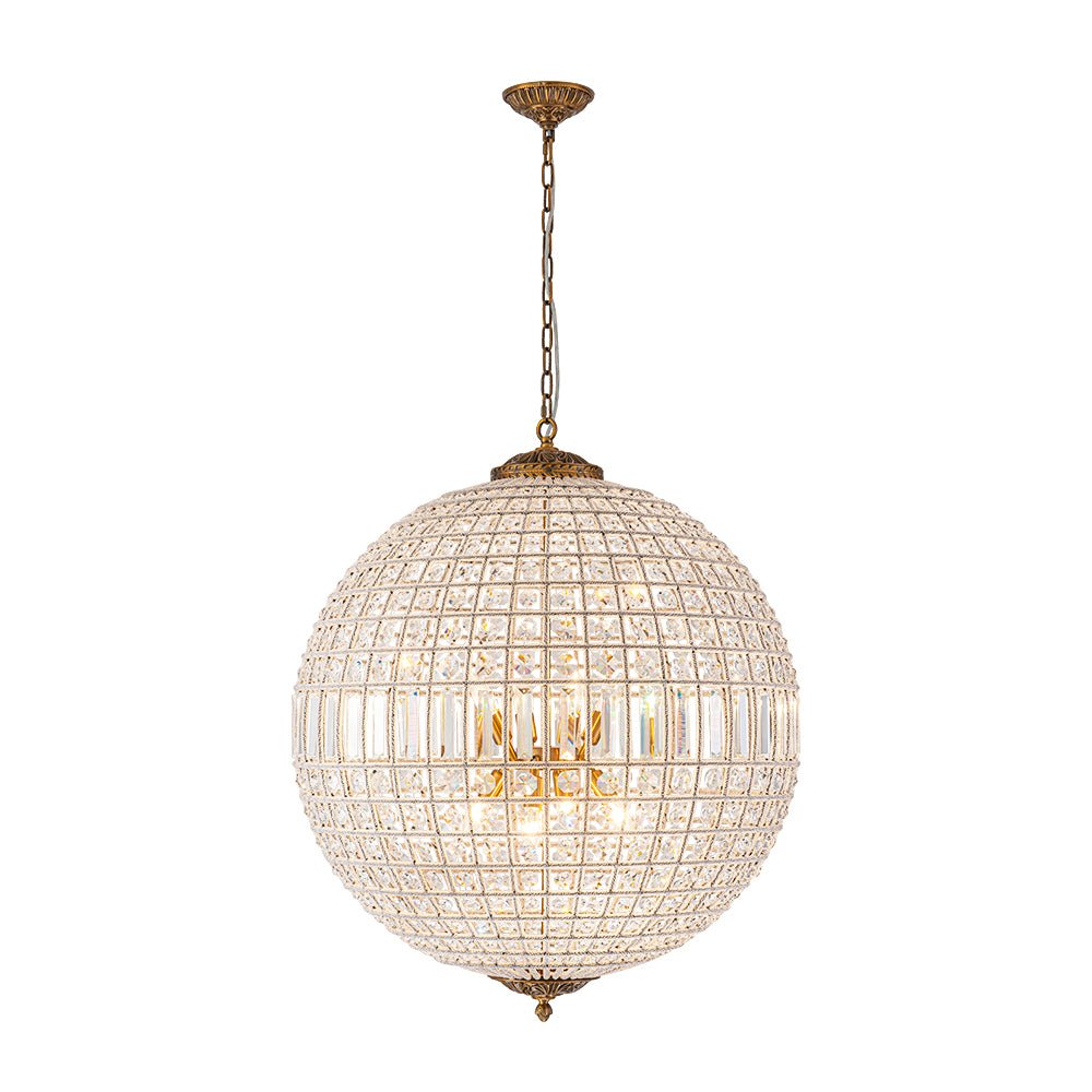 Crystavelle Regency-Messing-Kristallkugel-Kronleuchter