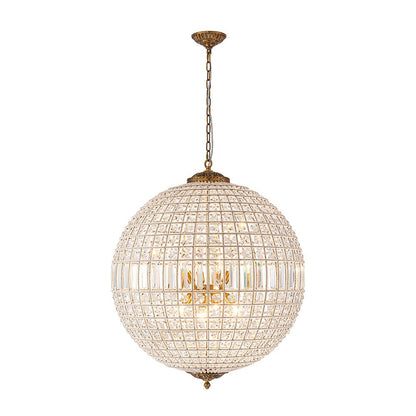 Crystavelle Regency-Messing-Kristallkugel-Kronleuchter