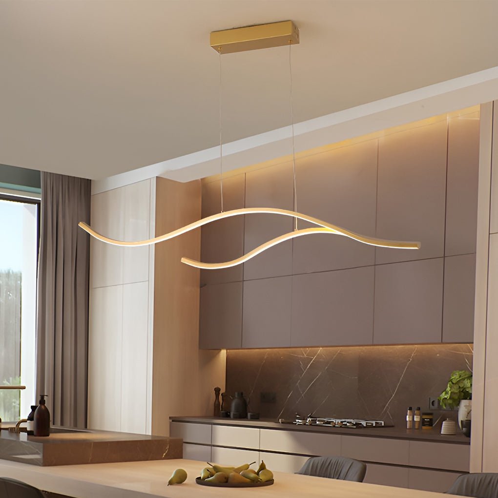 Fließende LED-Pendelleuchte in Bandform
