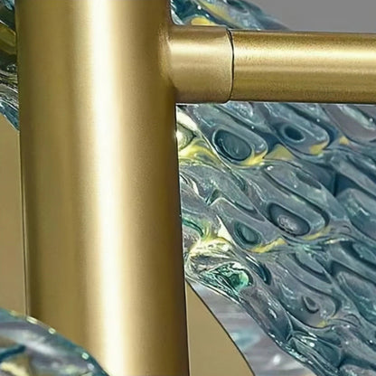 Glas-Kronleuchter mit Pfauenfedern