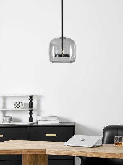 Handgeblasene Pendelleuchte mit Glasglocke