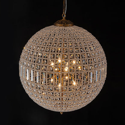 Crystavelle Regency-Messing-Kristallkugel-Kronleuchter