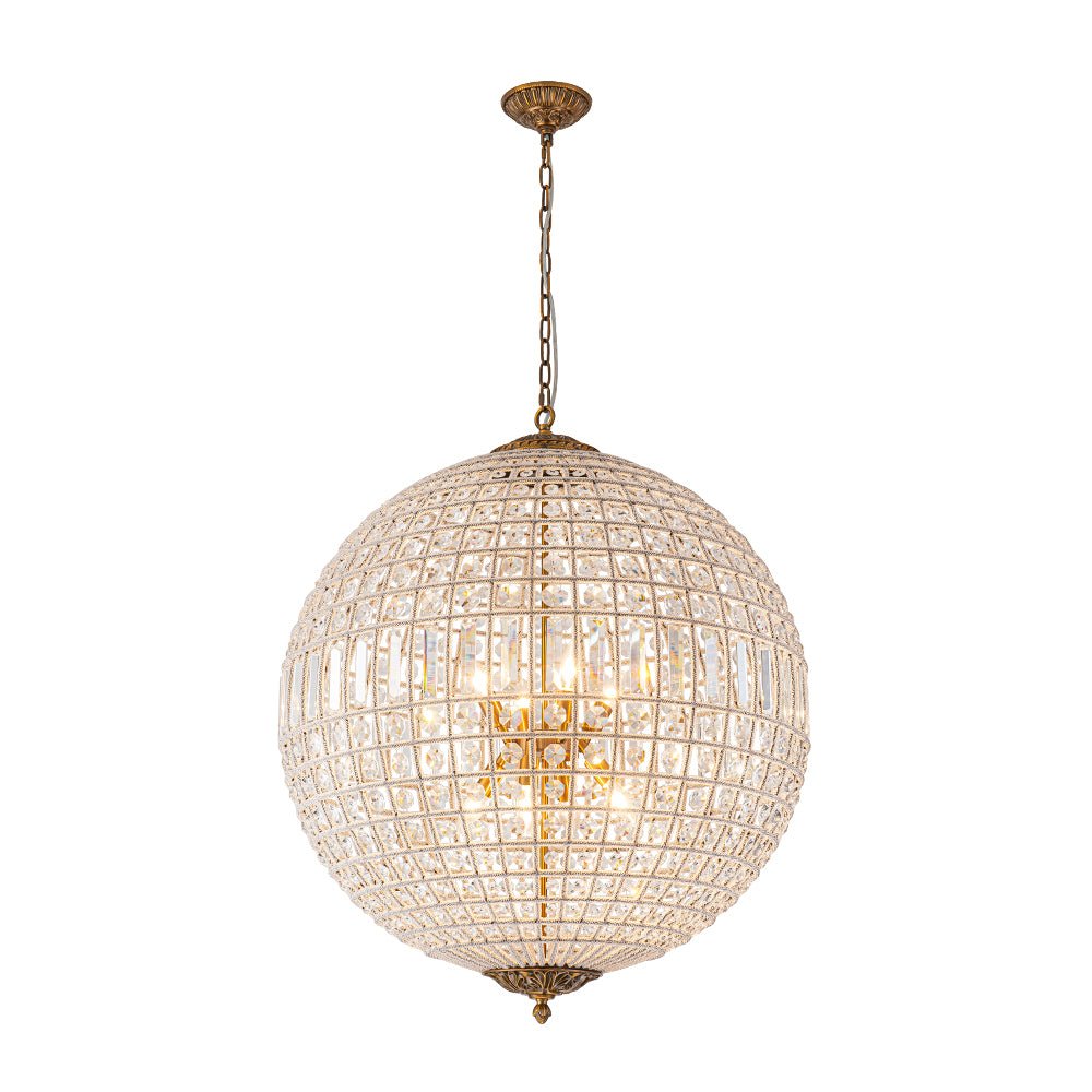 Crystavelle Regency-Messing-Kristallkugel-Kronleuchter