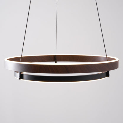 Doppelring-Walnuss-LED-Kronleuchter