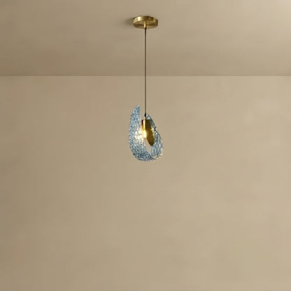 Glas-Kronleuchter mit Pfauenfedern