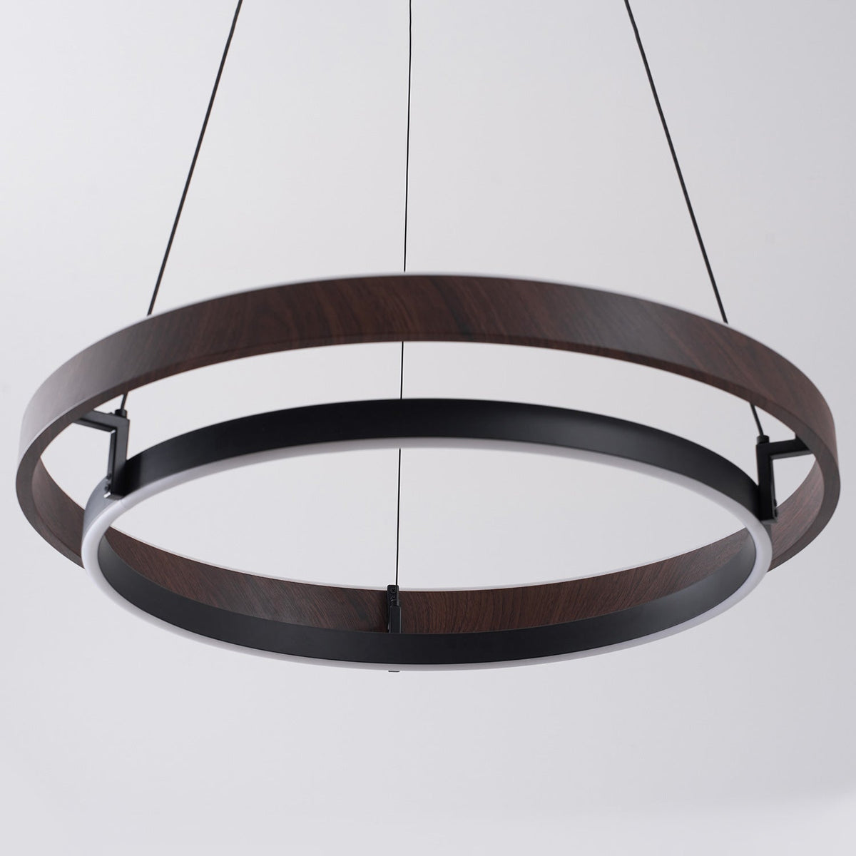 Doppelring-Walnuss-LED-Kronleuchter