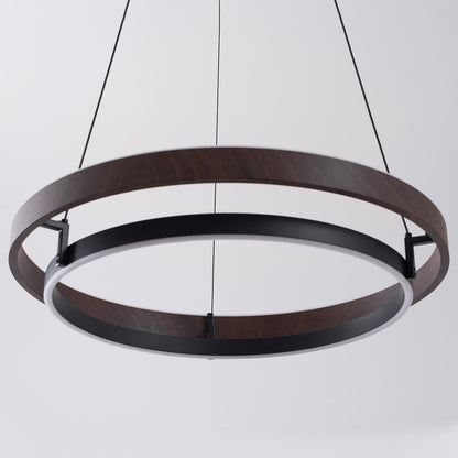 Doppelring-Walnuss-LED-Kronleuchter