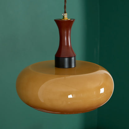 Stecker-Pendelleuchte aus Bernsteinglas