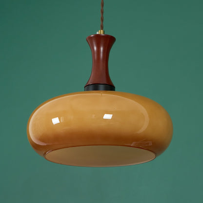 Stecker-Pendelleuchte aus Bernsteinglas