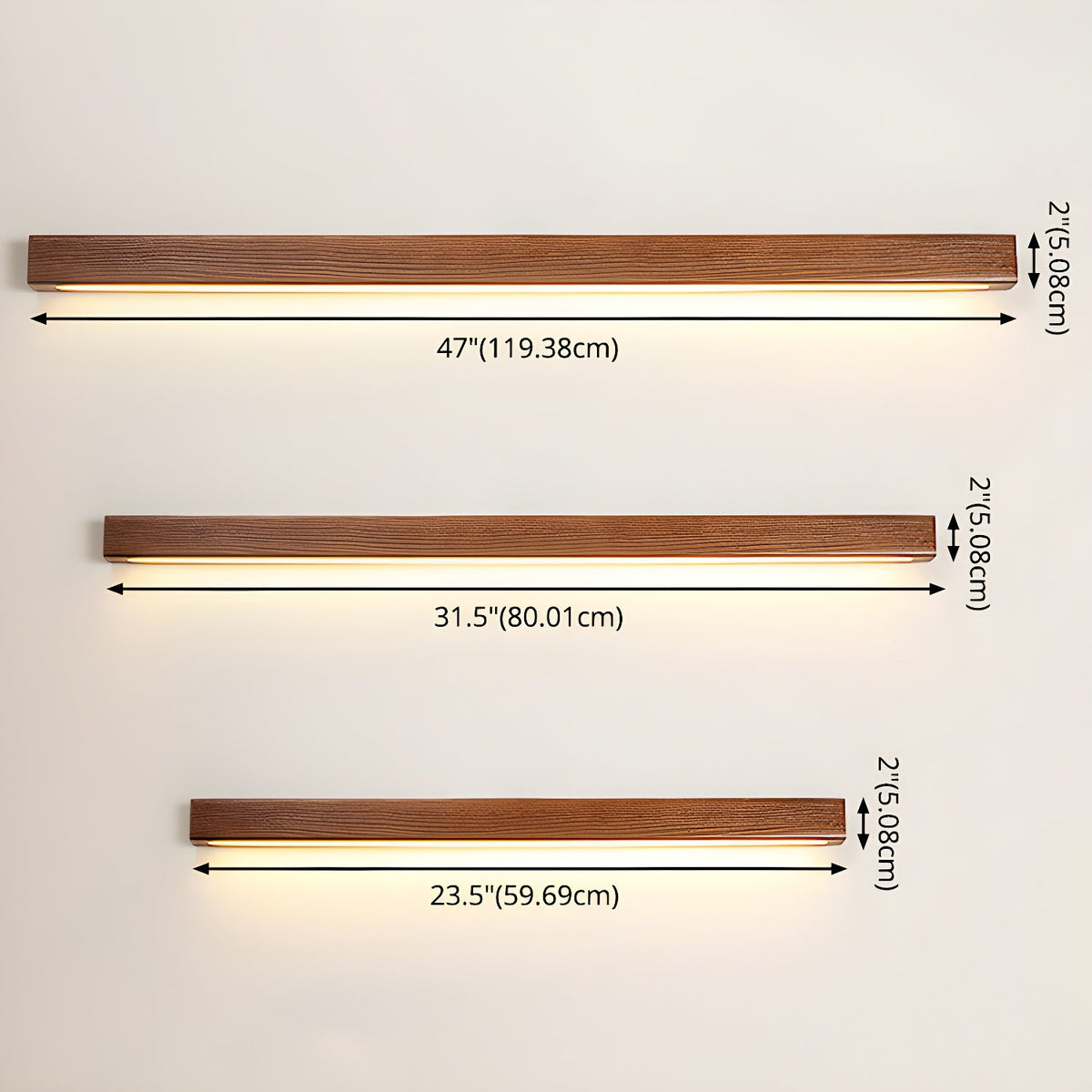 Schlanke lineare Wandleuchte aus Holz