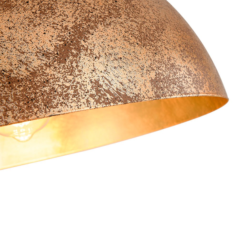 Domarra industrielle Pendelleuchte mit kuppelförmigem Lampenschirm aus Metall in Goldblatt-Optik