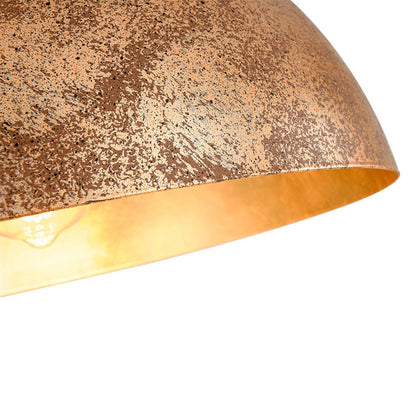 Domarra industrielle Pendelleuchte mit kuppelförmigem Lampenschirm aus Metall in Goldblatt-Optik