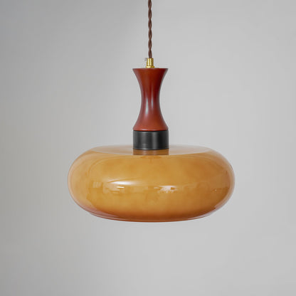 Stecker-Pendelleuchte aus Bernsteinglas