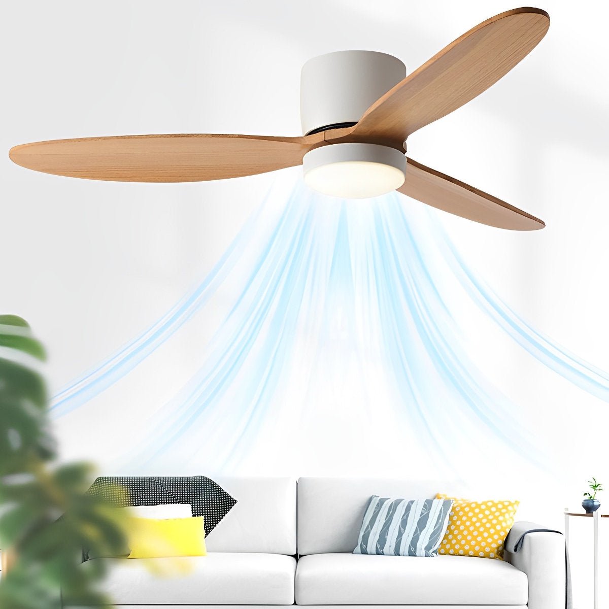 Moderner flacher LED-Deckenventilator mit Licht