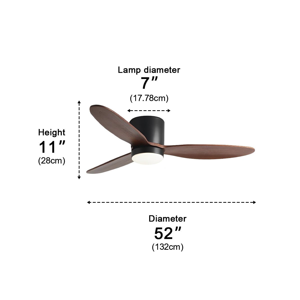 Moderner flacher LED-Deckenventilator mit Licht