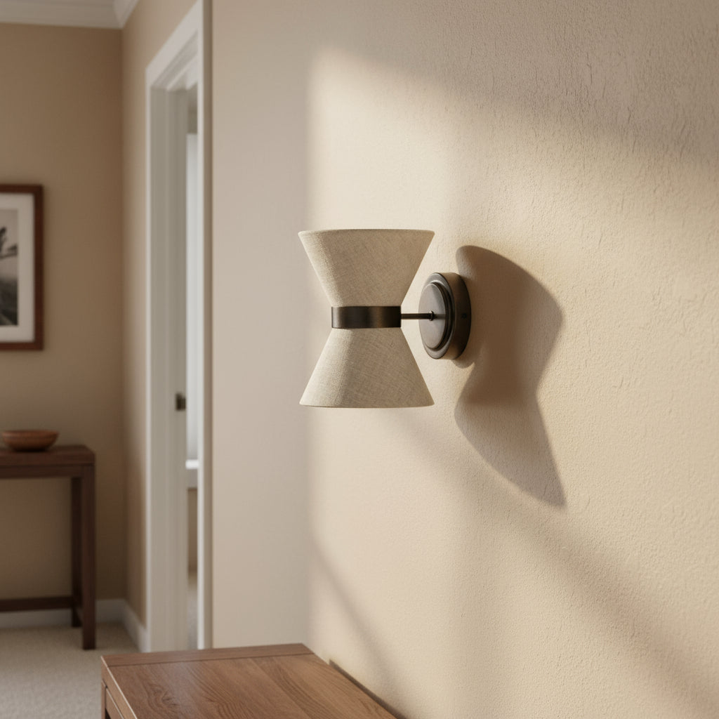 Bronze- und Leinen-Wandleuchte
