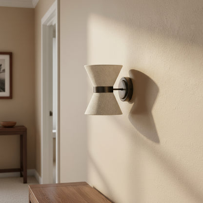 Bronze- und Leinen-Wandleuchte