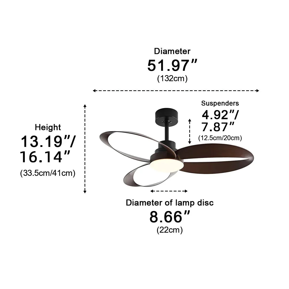Moderner LED-Deckenventilator mit Holzflügeln