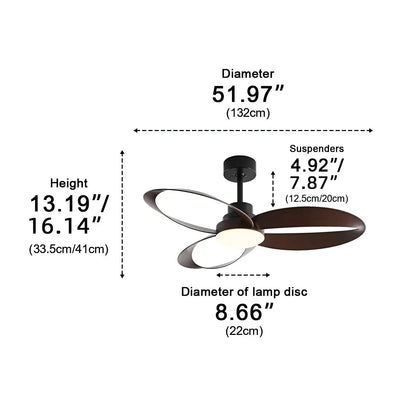 Moderner LED-Deckenventilator mit Holzflügeln