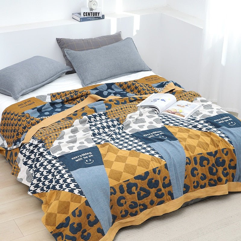 Skandinavische Boho-Baumwolldecke