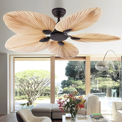 Deckenventilator mit tropischem Palmenblatt-Design
