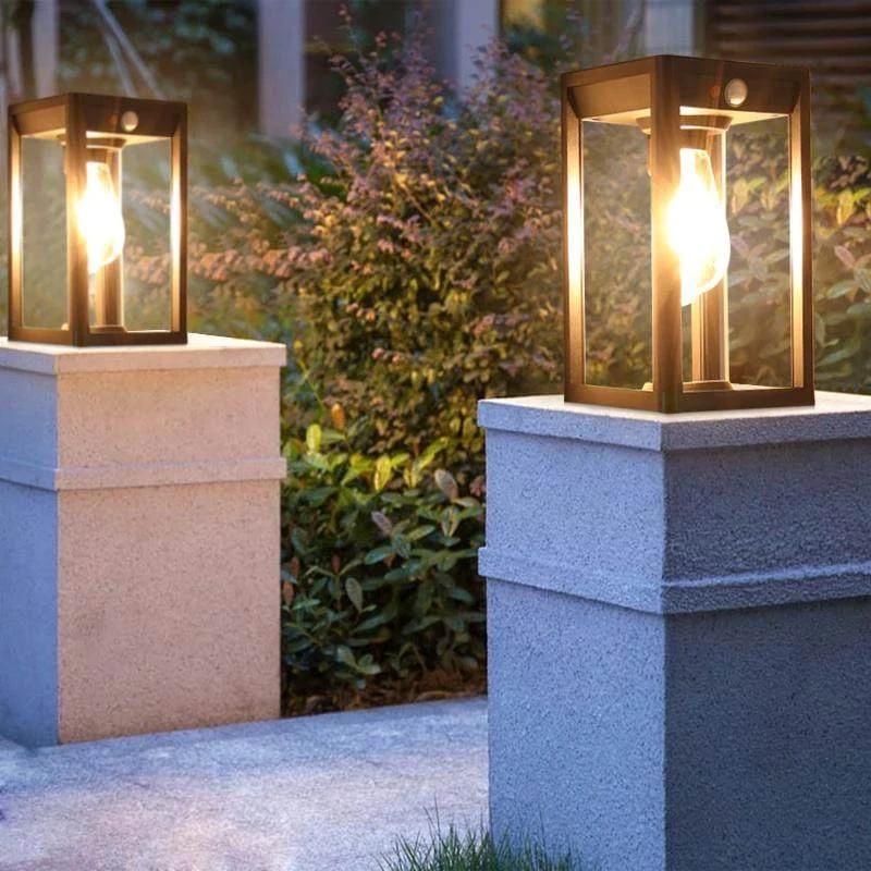 Solar-LED-Außen-Säulenleuchte mit Bewegungssensor