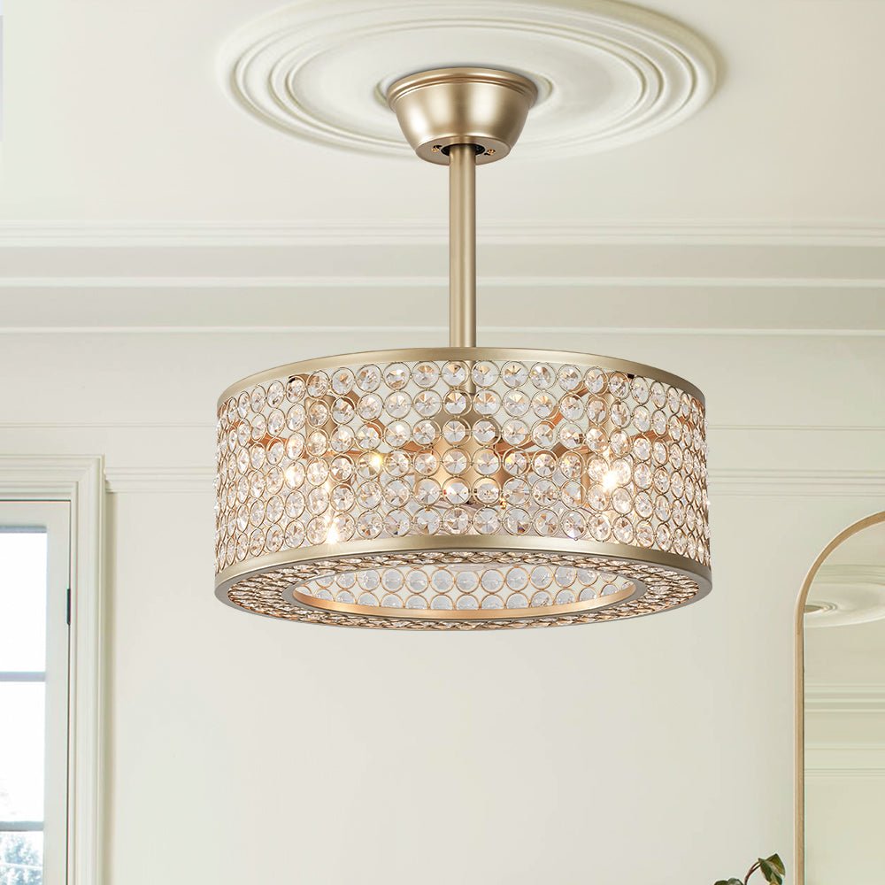 Moderner Kristall-Deckenventilator mit Licht