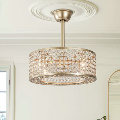 Moderner Kristall-Deckenventilator mit Licht