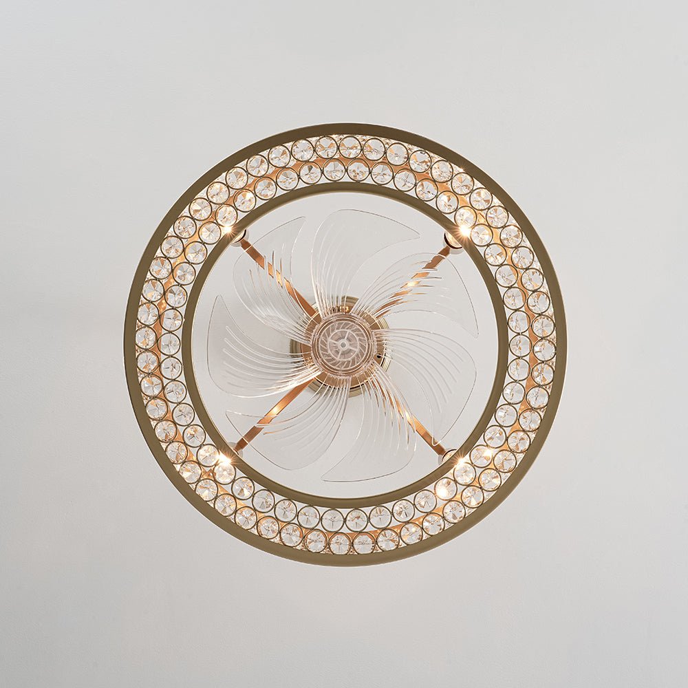 Moderner Kristall-Deckenventilator mit Licht