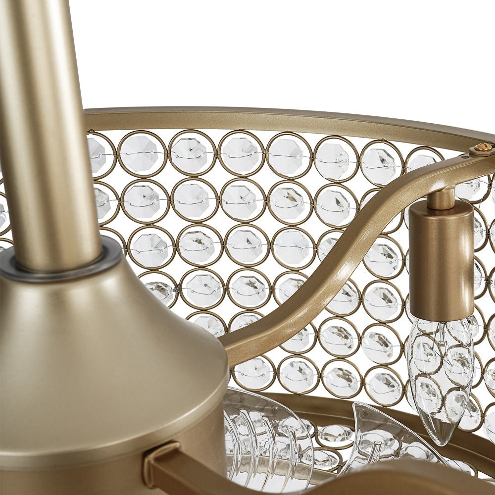 Moderner Kristall-Deckenventilator mit Licht