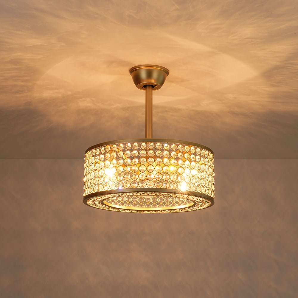 Moderner Kristall-Deckenventilator mit Licht